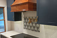 blue cabinets vent hood