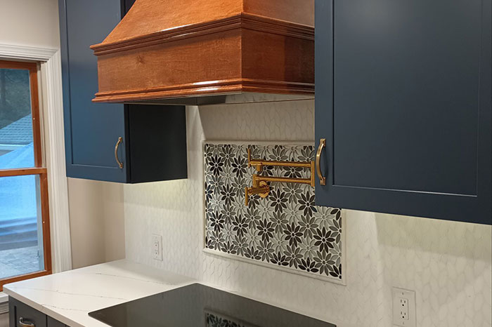 blue cabinets vent hood